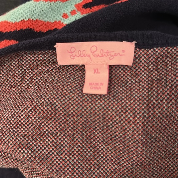 Lily Pulitzer Navy Blue Sweater Dress with Coral Accents—Cotton—Size XL - Picture 8 of 8